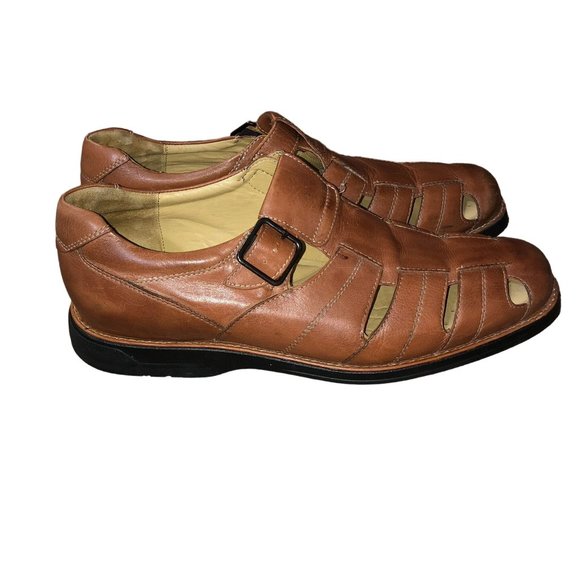 Johnston & Murphy Fisherman Sandal Shoes Mens 12M Used Brown Leather 20 5880 - Picture 3 of 16
